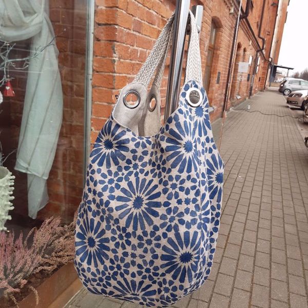 Picture of Double sided linen bag blue