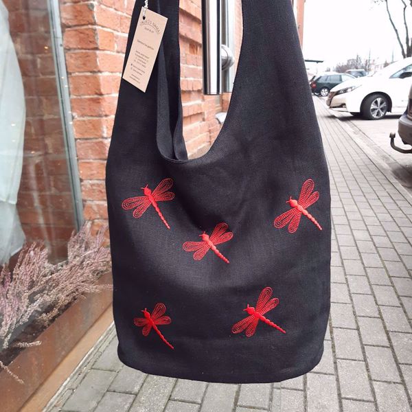 Picture of Black bag with red dragonflies